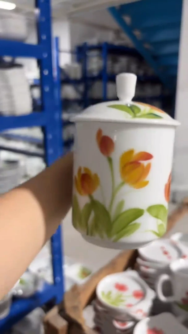 瓷片景德镇手绘釉中彩（食品级）小号办公被