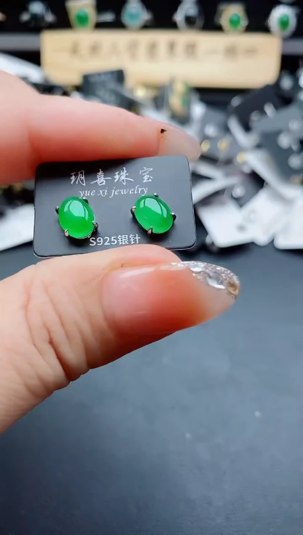 银S925镶嵌戒指翡翠1