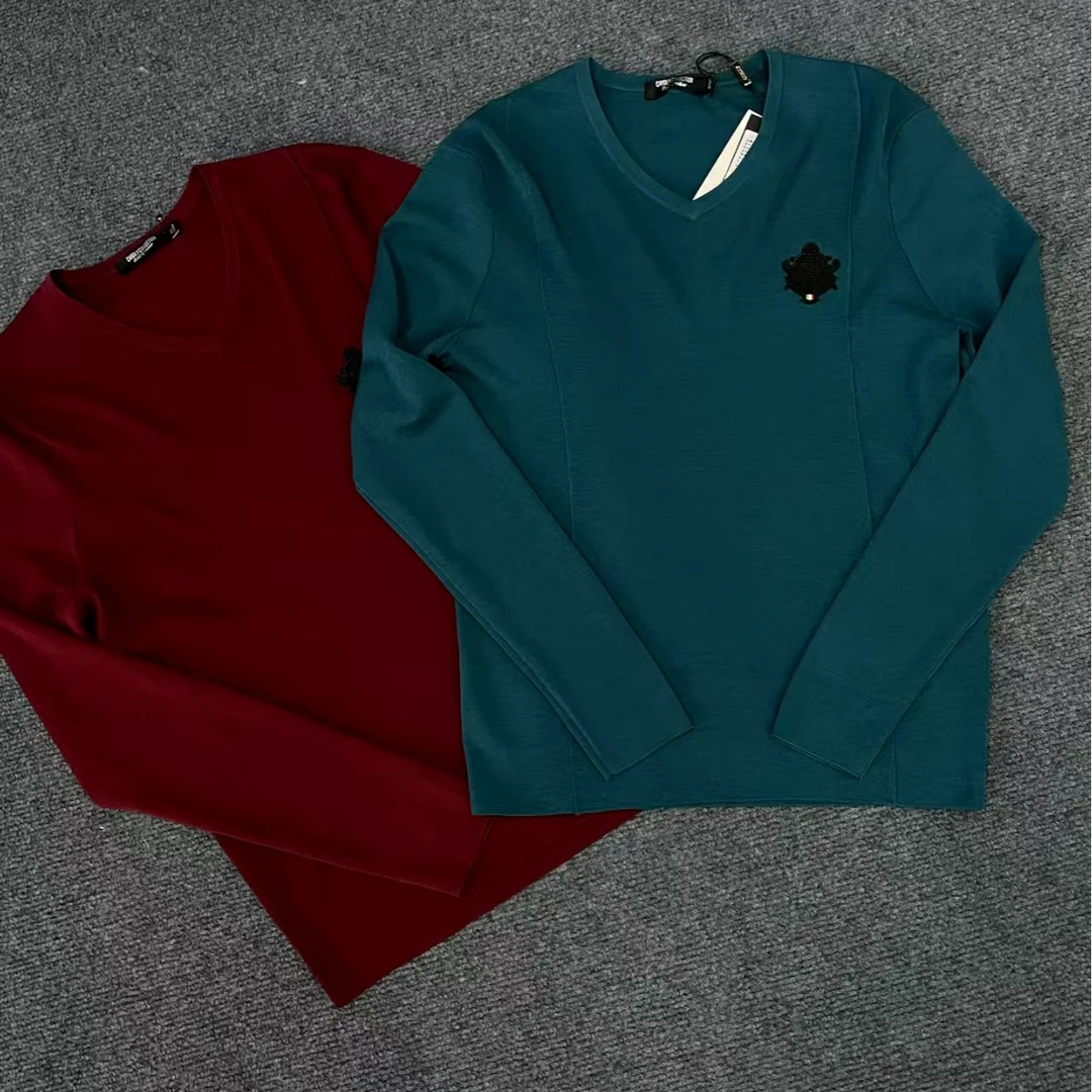 my564男士简约V领百搭羊毛衫100%羊毛