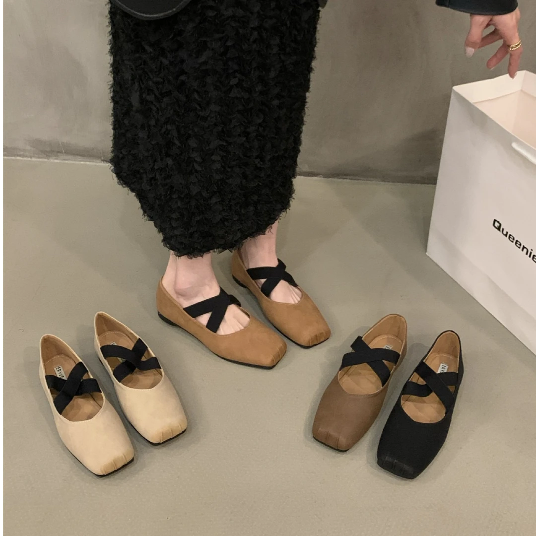 【219】2024春新款法式平底芭蕾舞方头女单鞋
