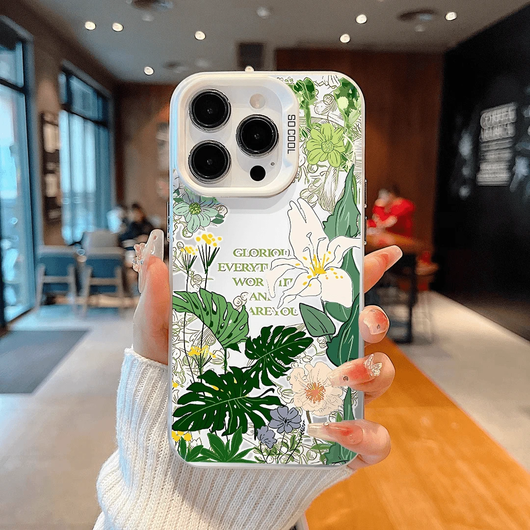 英文花夲适用华为vivo小米oppo荣耀苹果16手机壳15镭射14防摔13