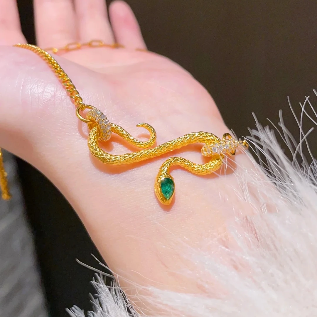 铜合金项链 铜合金项链轻奢灵蛇项链百搭复古宫廷风格毛衣链轻奢