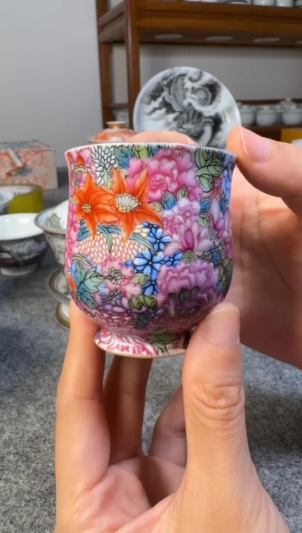 威***鸟手绘万花闻香杯