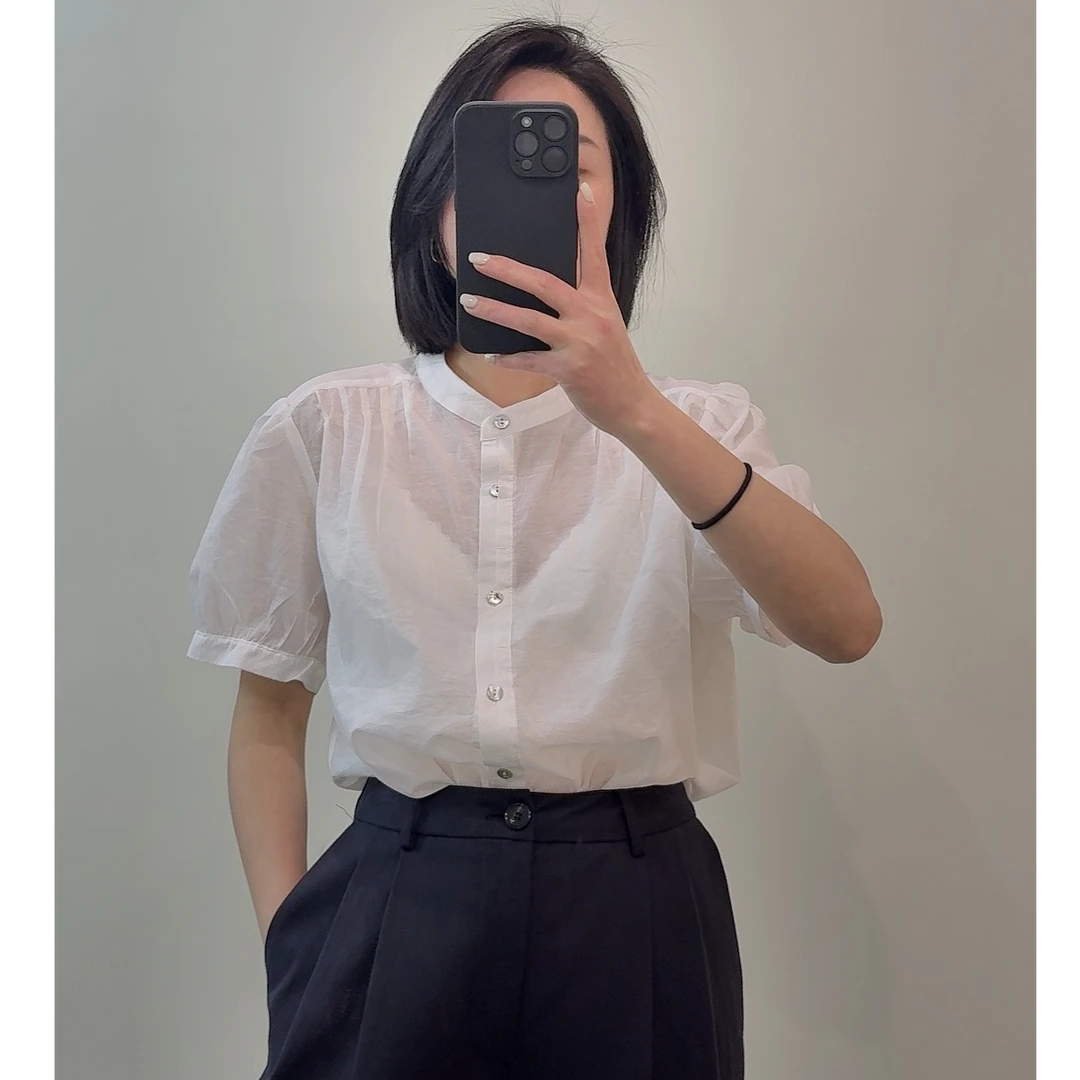 25090小CC时尚穿搭2025新款小众设计感时尚百搭休闲衬衫短袖