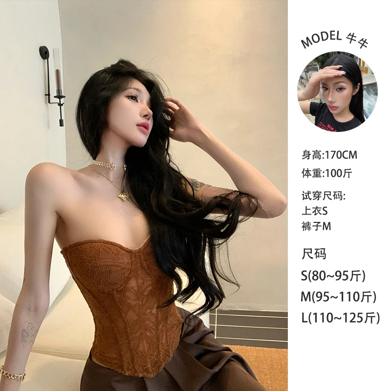 牛牛【香榭落叶】法式蕾丝性感名媛重工鱼骨胸衣N25B30049