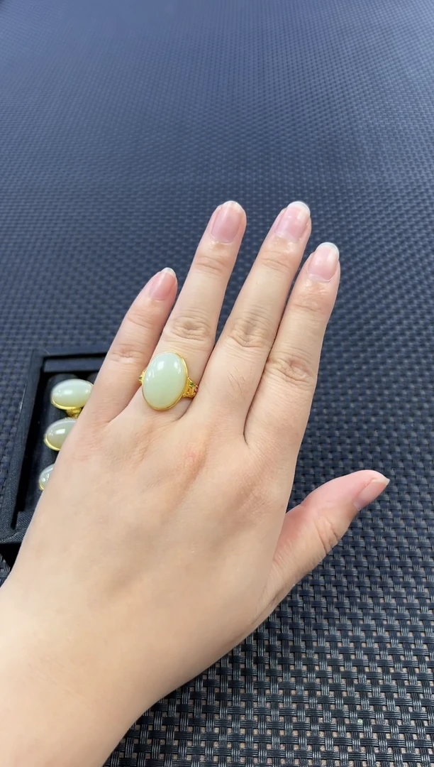 和田玉戒指银S925镶嵌（多样性发一件）