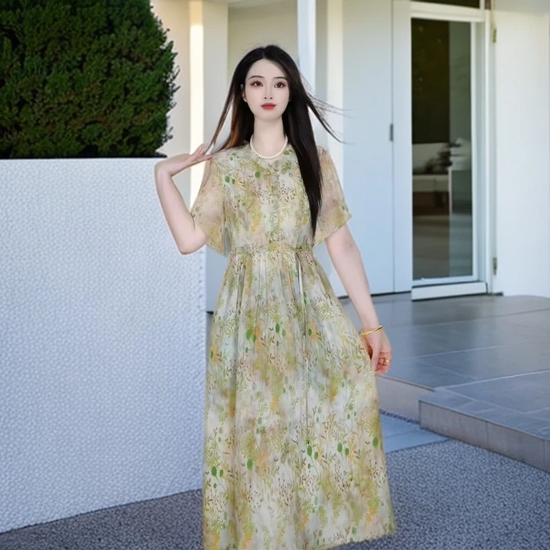 D16#【木兮兮专属】2025年夏季新款气质显瘦百搭时尚印花连衣裙