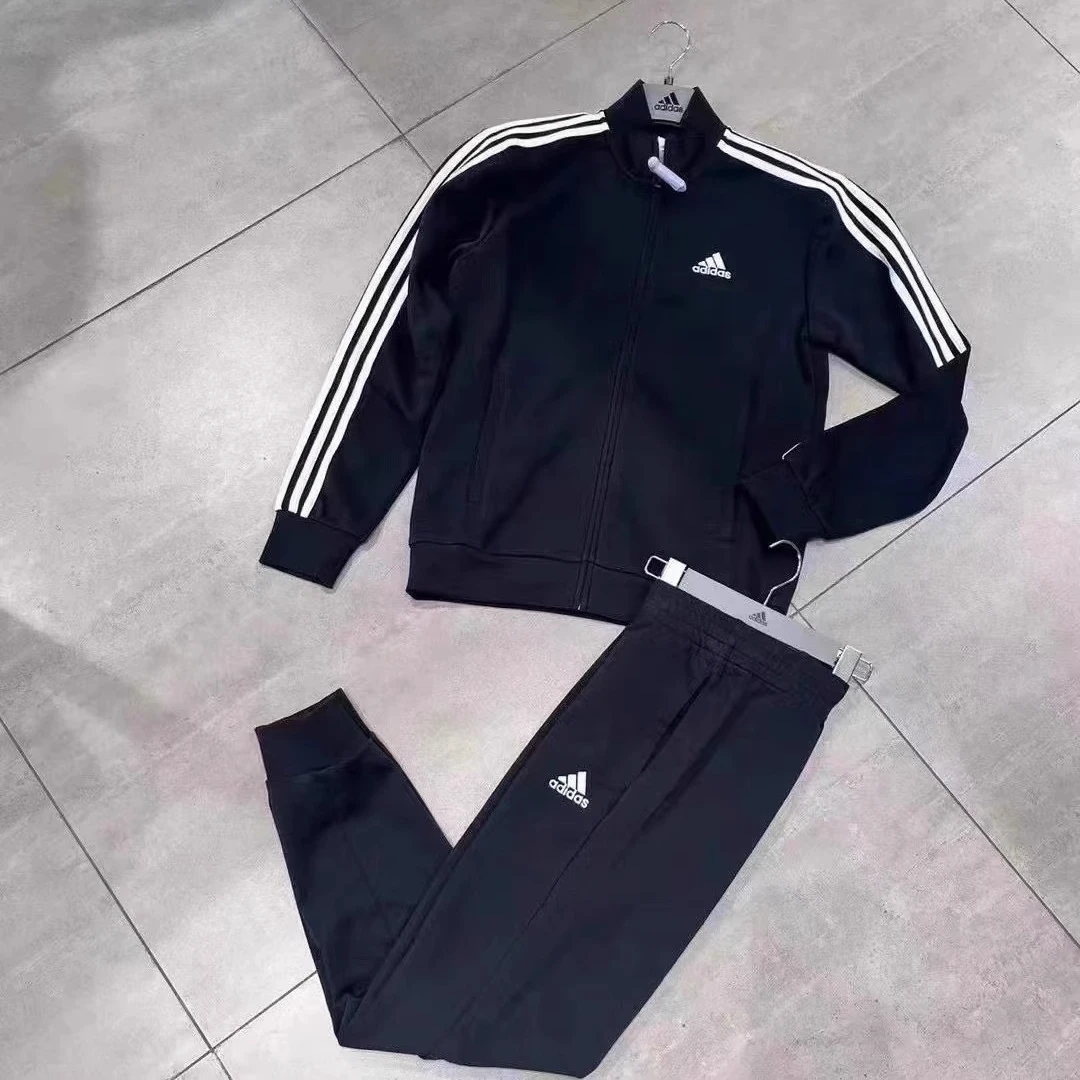 阿迪达斯运动套装男春秋新款男士长袖立领常规外套收口长裤IC6766