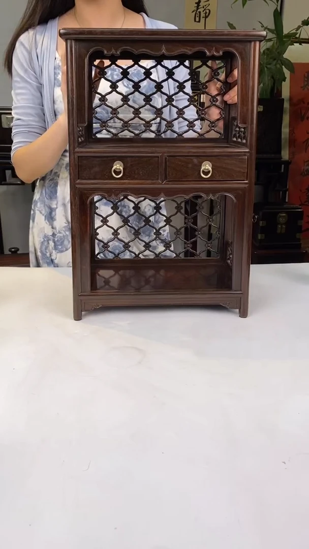 红酸枝木类端景台茶水柜