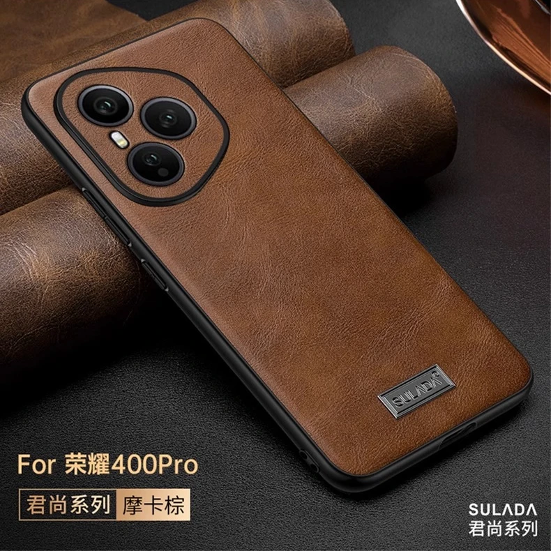适用荣耀400Pro手机壳新款素皮300/200/100高档商务全包防摔保护