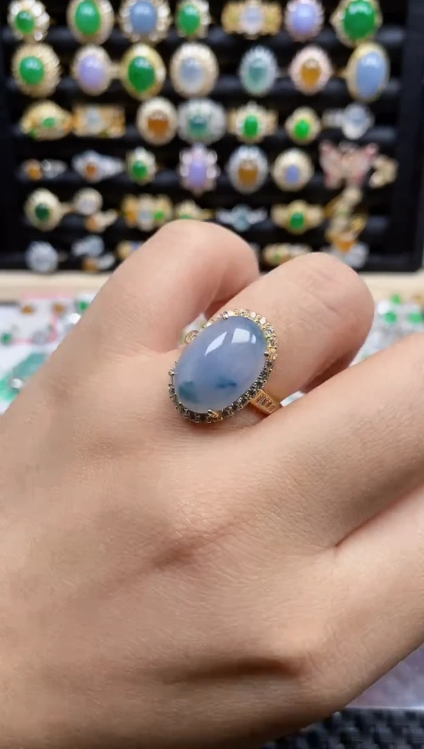 银S925镶嵌戒指翡翠7528