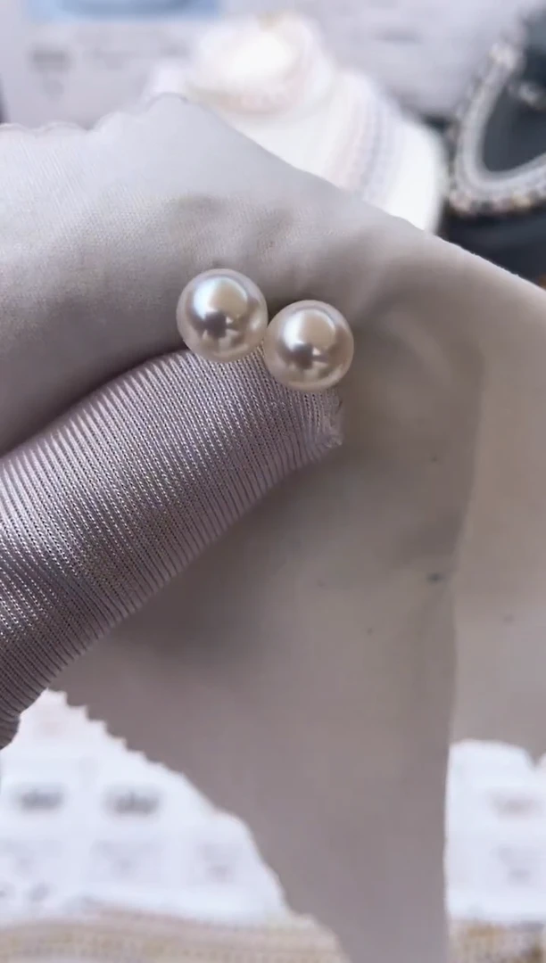 18K金镶嵌海水珍珠耳饰特选福利不退不换7.5-8mm