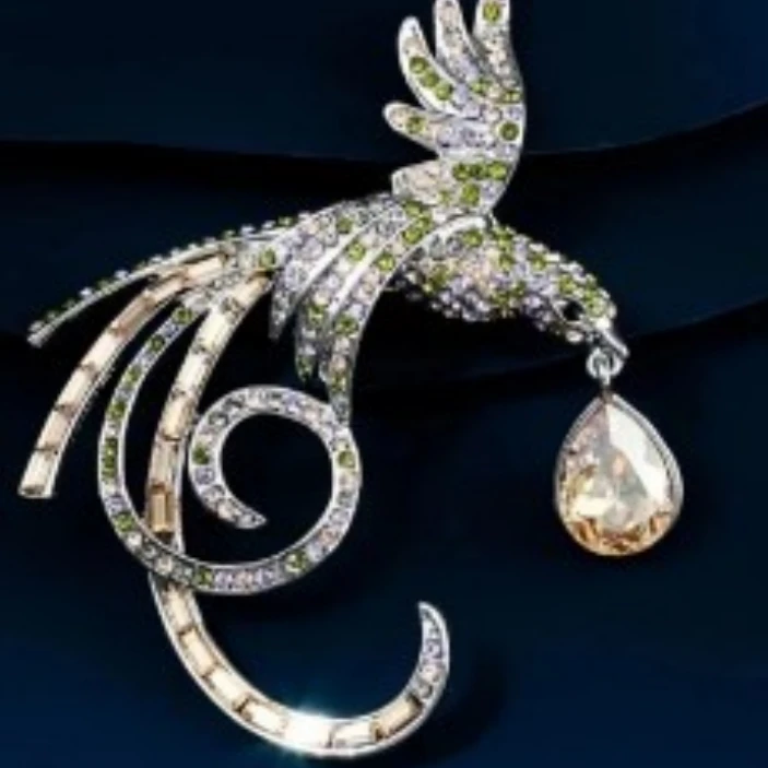 铜合金仿水晶胸针 禧娘娘-小众手工时尚创意复古大衣胸针-S3467