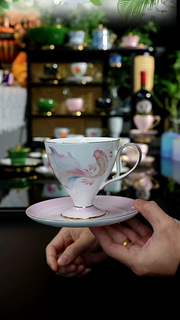 茶咖啡杯--粉鱼，，，，，，，