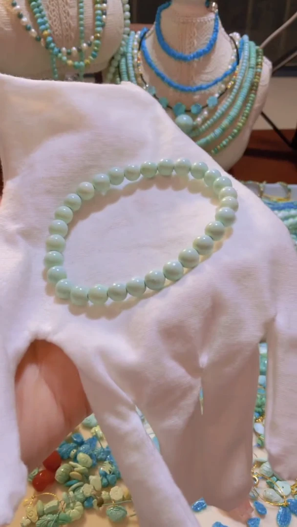 未镶嵌绿松石珠宝半成品6.6mm手串