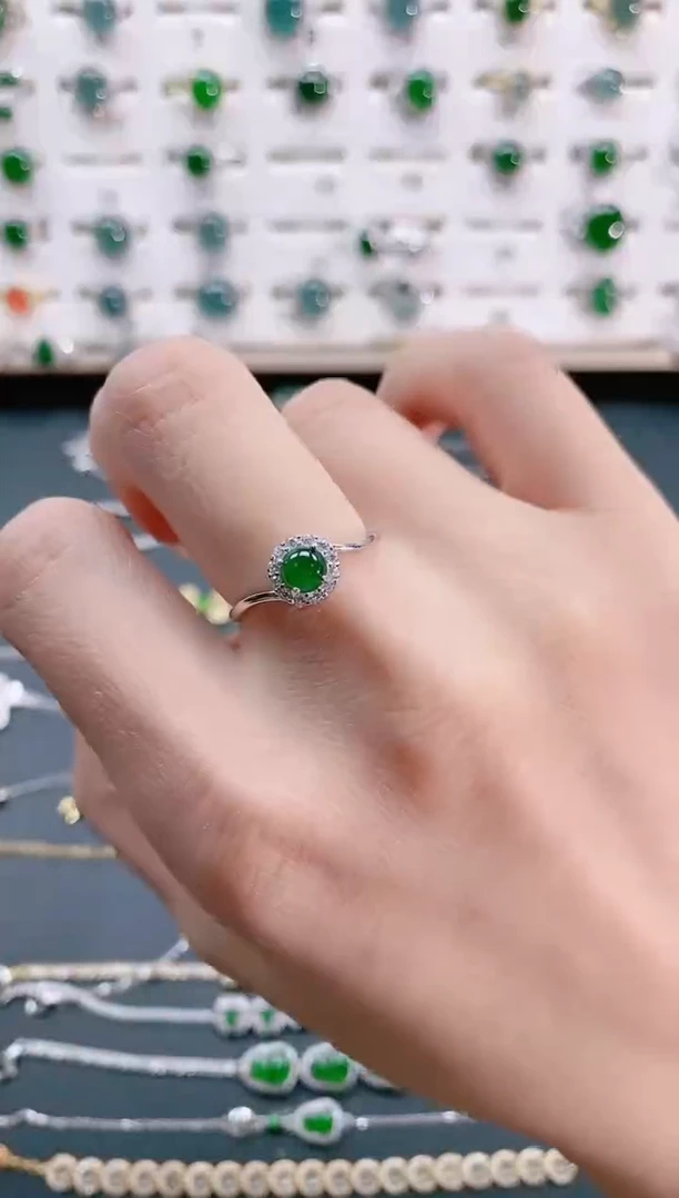 【闪购商品】翡翠戒指银S925镶嵌天然翡翠