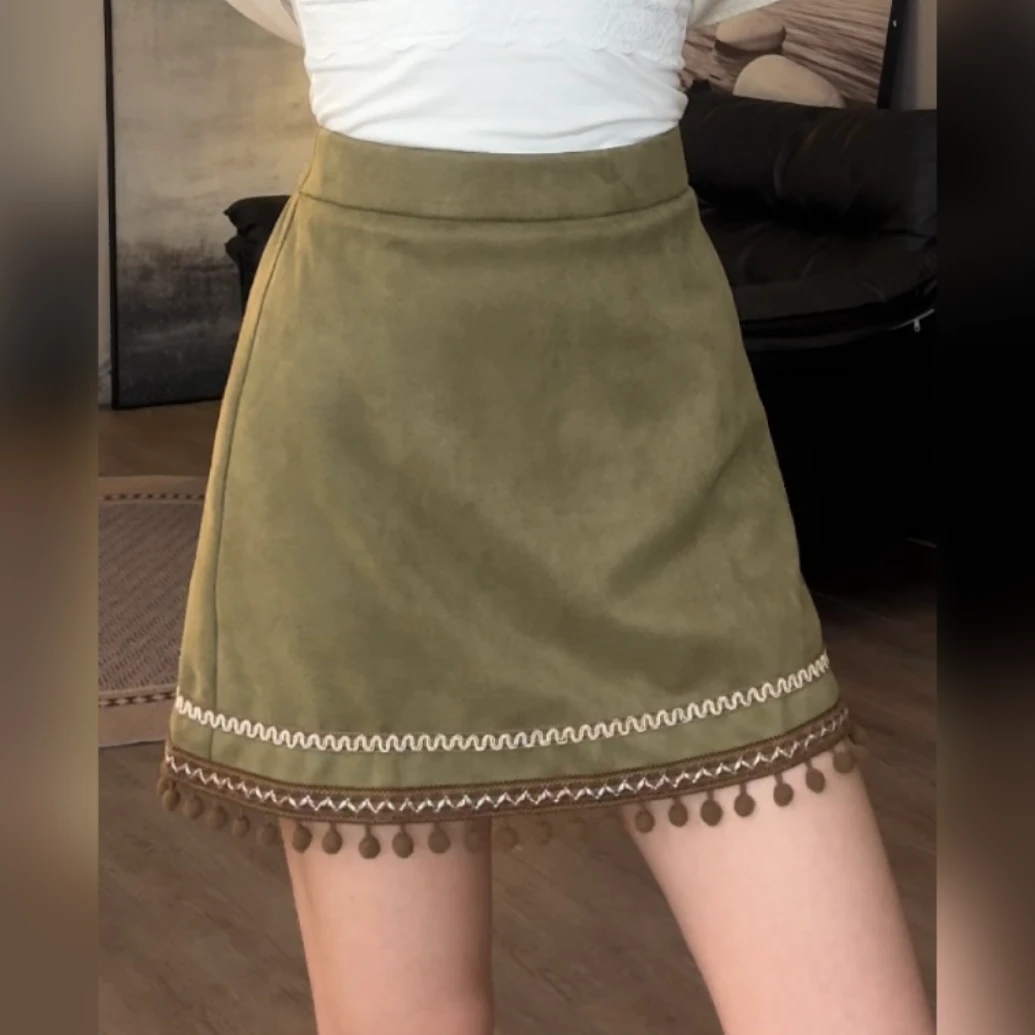 裙子【如梦】带安全裤绿色春夏吸睛短裙女
