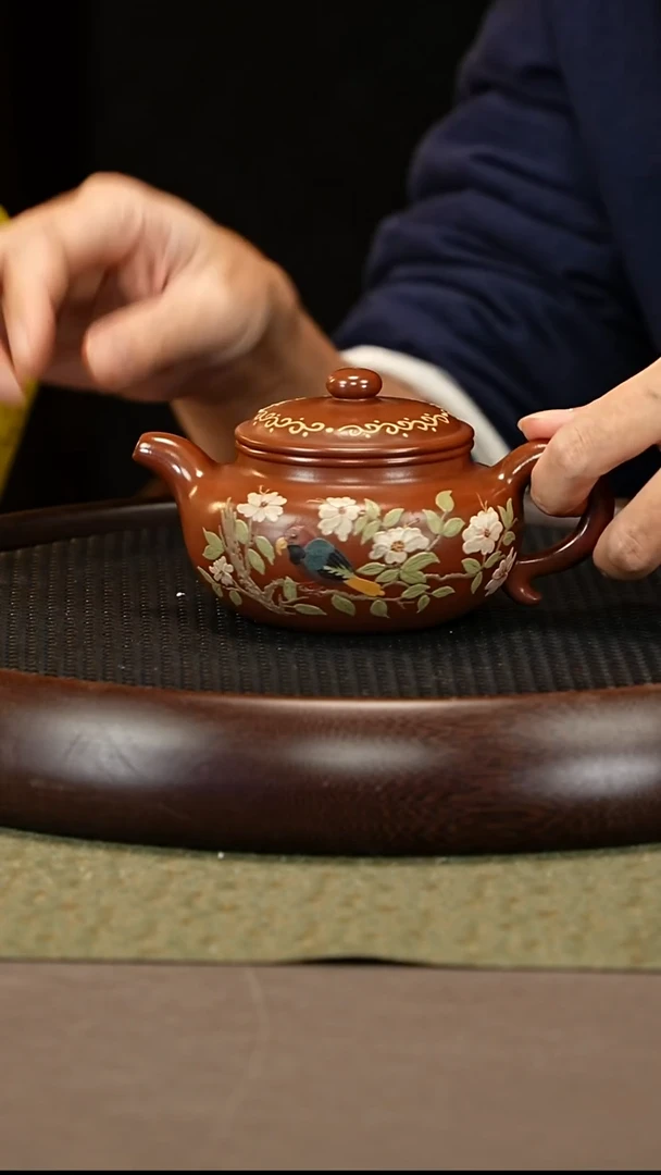 茶壶紫砂63 邵德华 大亨龙金紫泥 泥绘仿古350cc