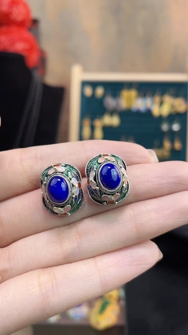 梓*非遗手工花丝镶嵌耳钉