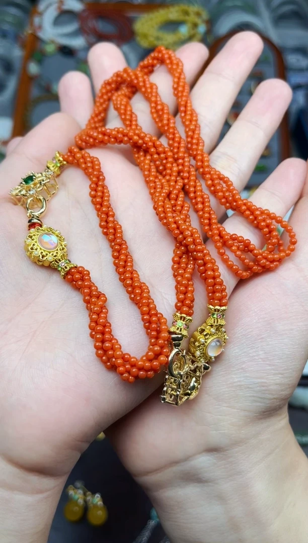 未镶嵌颈饰南红玛瑙扭扭链一套06