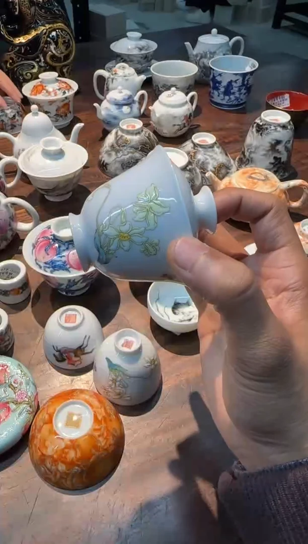 【闪购商品】艺林堂 粉彩水仙小留芳盖碗
