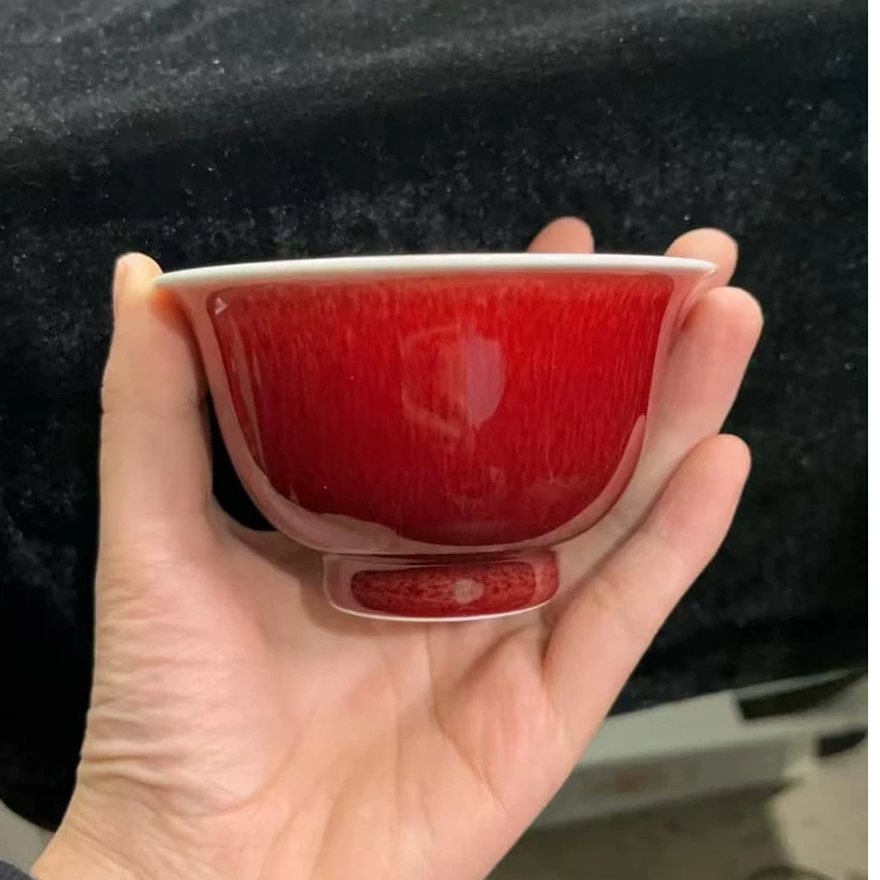 【非遗茶空间】郎红 大压手杯 工美底款 瓷杯茶道茶具