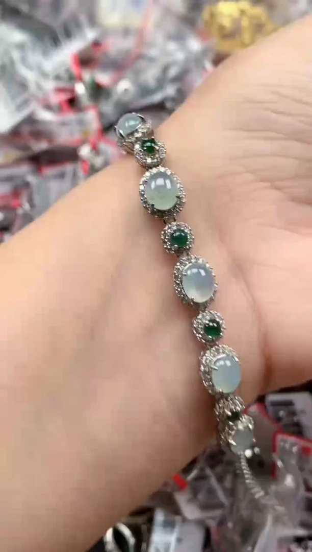 银S925镶嵌戒指翡翠天然A货缅甸翡翠