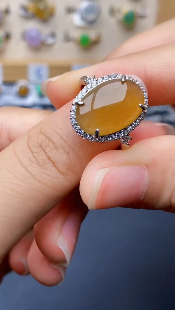 银S925镶嵌戒指翡翠0044