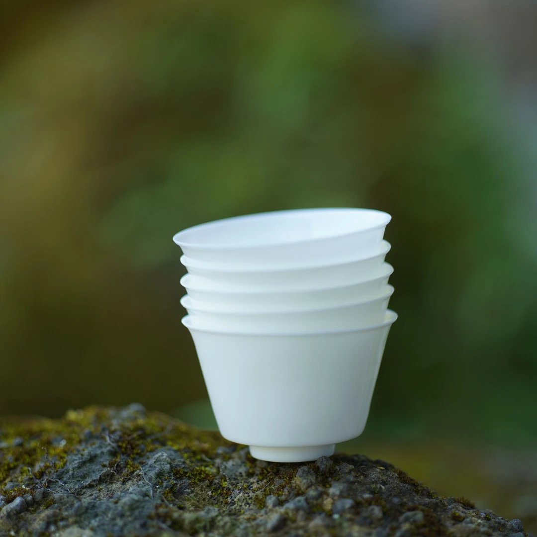 瓢亭茶器｜德化白 超薄胎茶杯五个一套 工夫茶杯  木盒包装