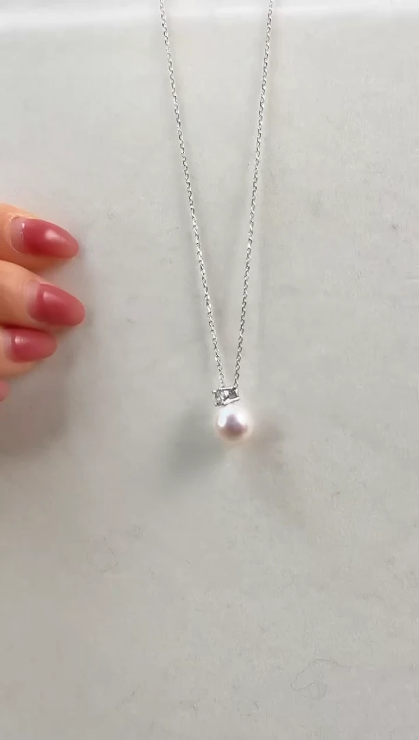 颈饰银S925镶嵌淡水珍珠9-10mm戴妃款吊坠