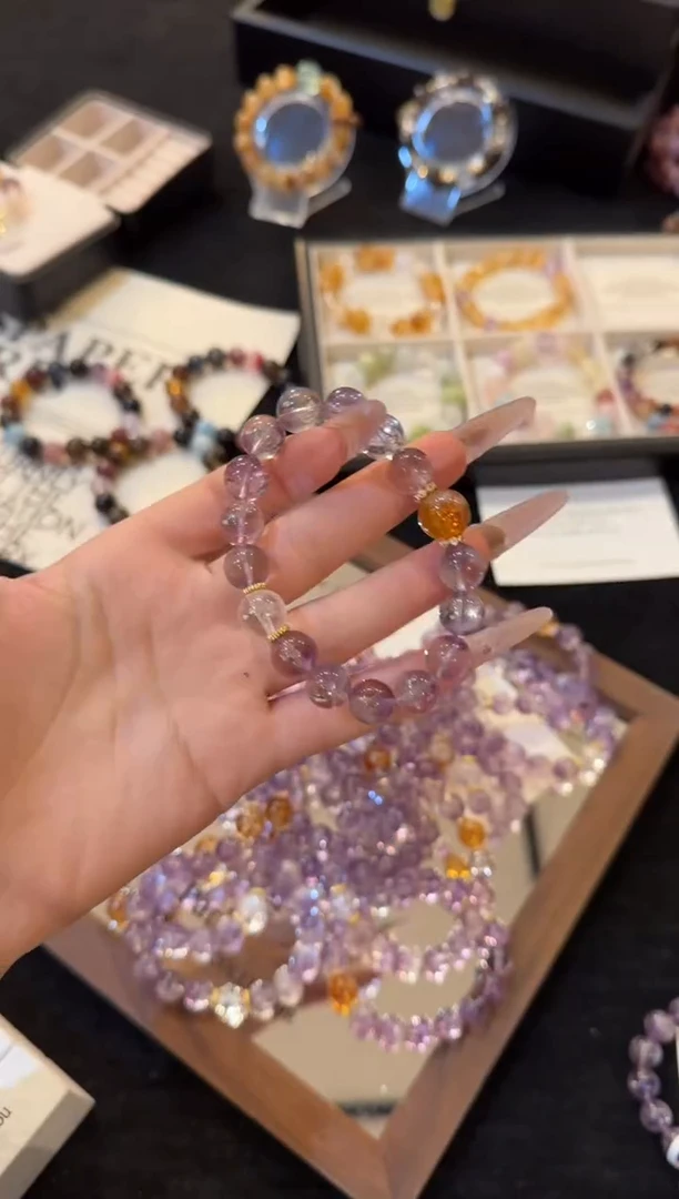 合金手链水晶紫兔毛x2707