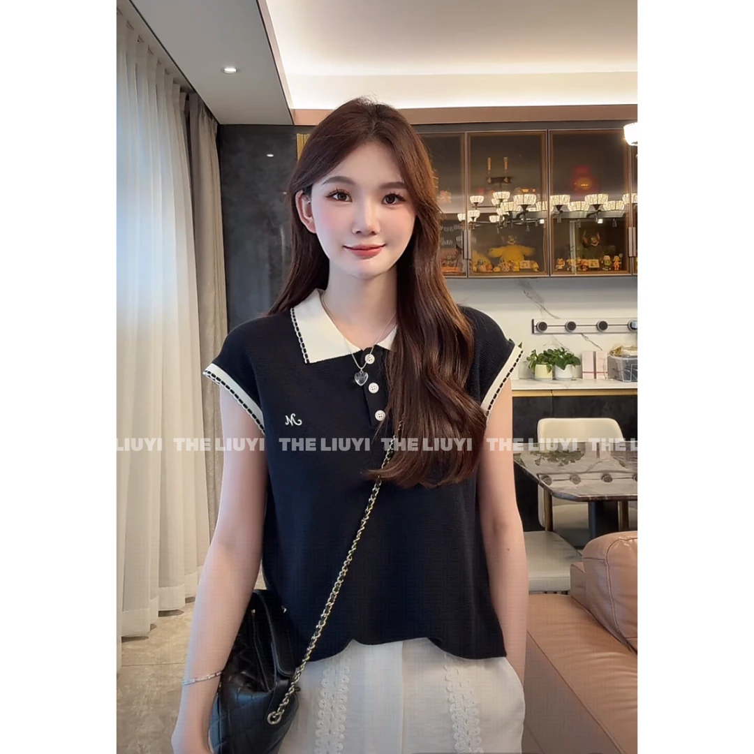 【LIUYI】polo领针织休闲上衣56224