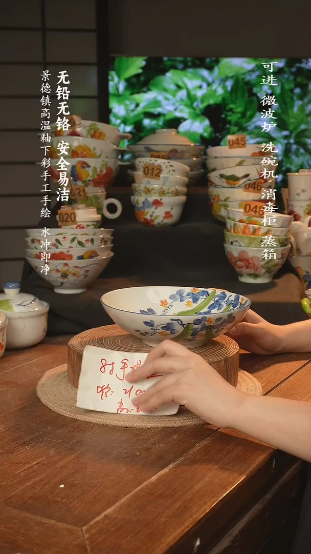 瓷景德镇高温瓷釉下彩手绘陶瓷