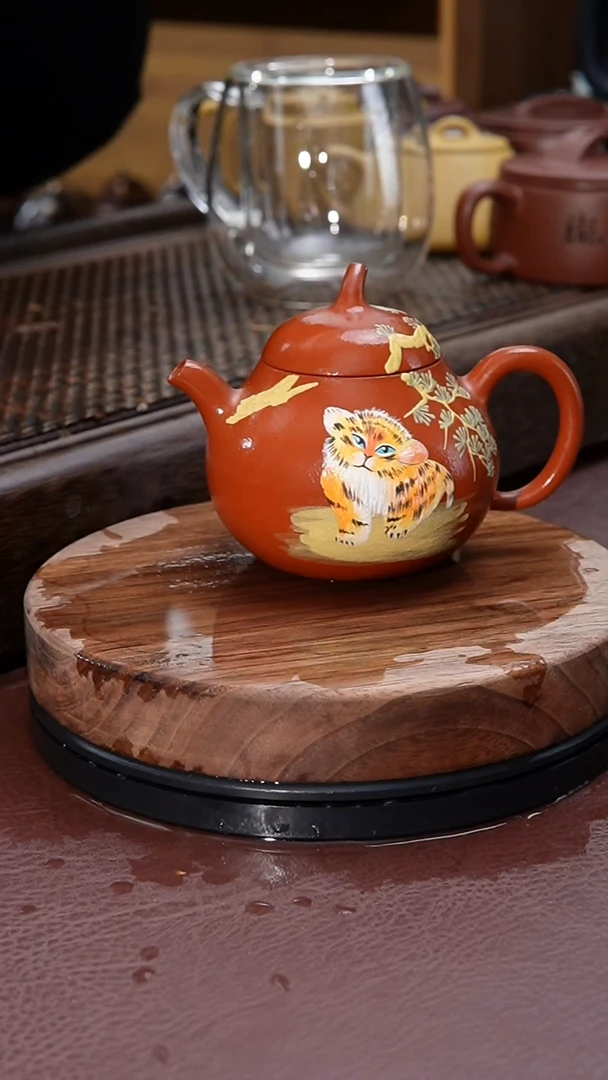 【闪购商品】紫砂茶壶泥绘朱泥茄瓜紫砂壶