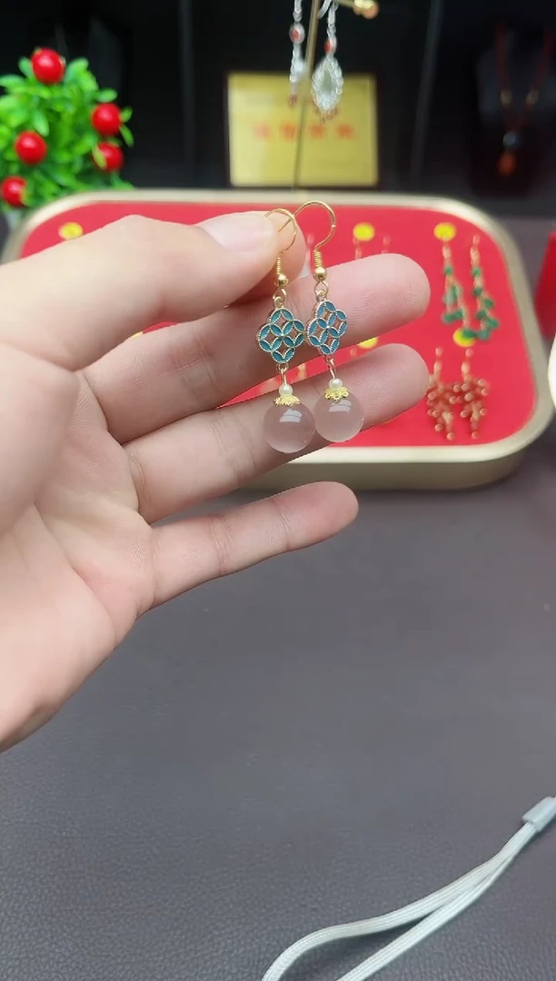 【闪购商品】玛瑙/玉髓耳钉银S925镶嵌201000