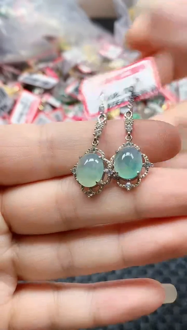 银S925镶嵌戒指翡翠天然A货缅甸翡翠