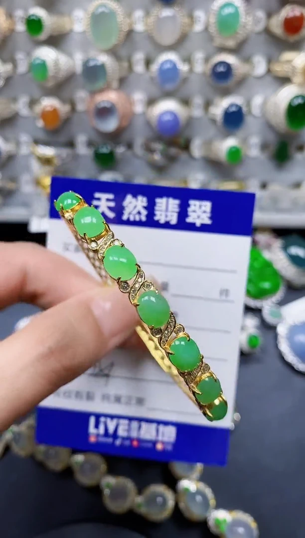 翡翠手镯银S925镶嵌351