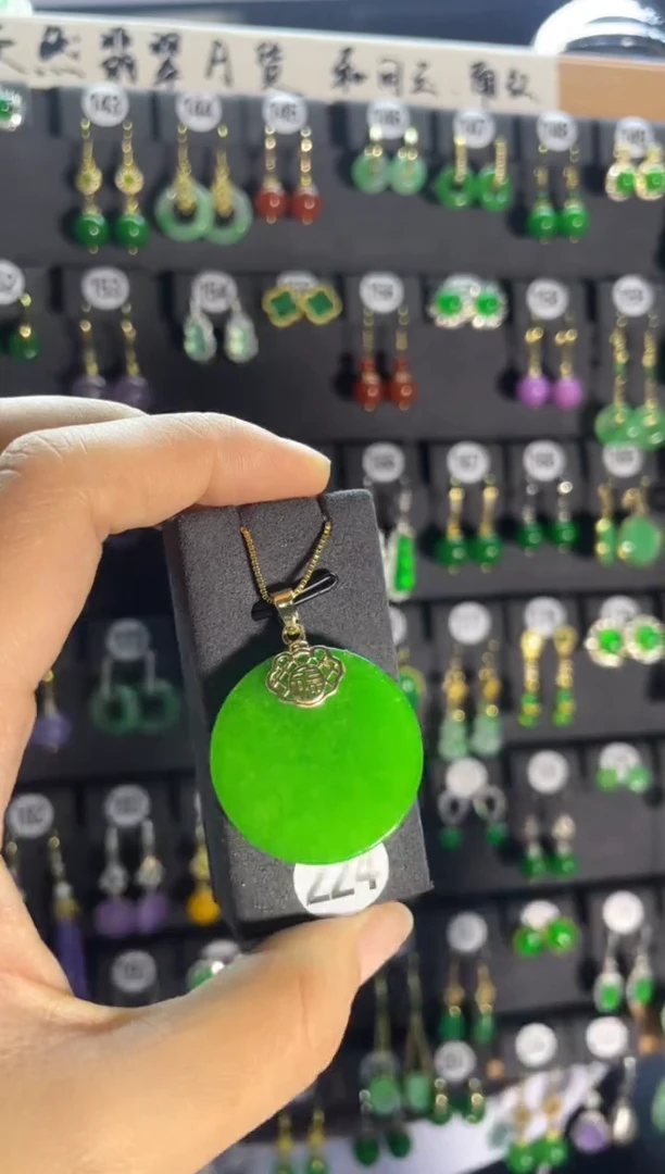 翡翠银S925镶嵌耳饰224..