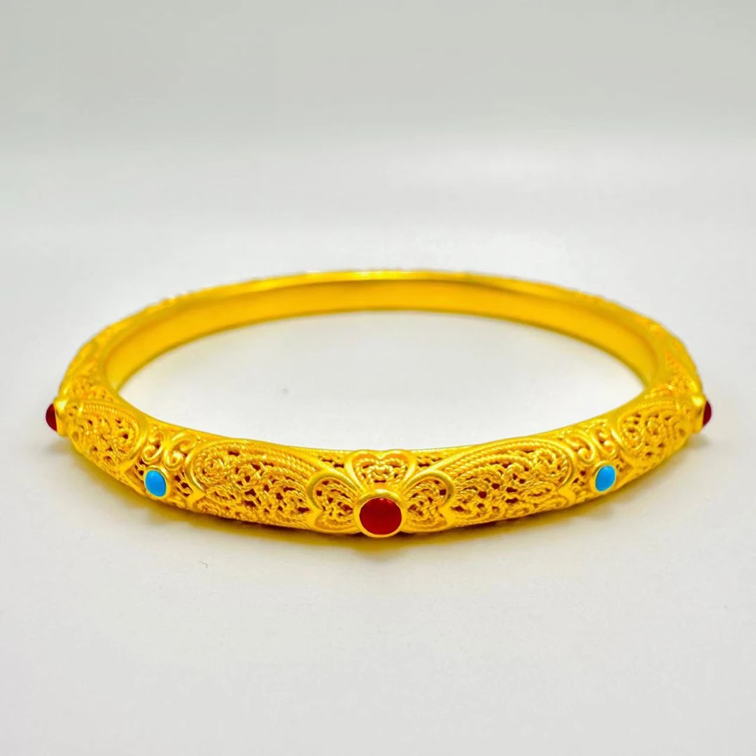 足银手镯 小皇后珐琅彩手镯 民族风精美