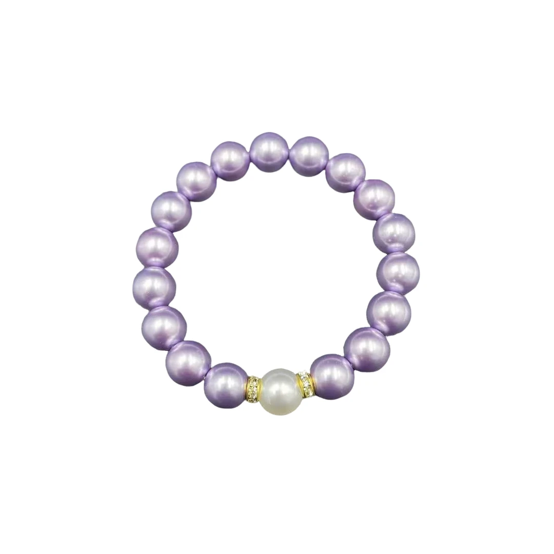 高定珠宝轻奢设计风孔雀紫贝珠手链-s940