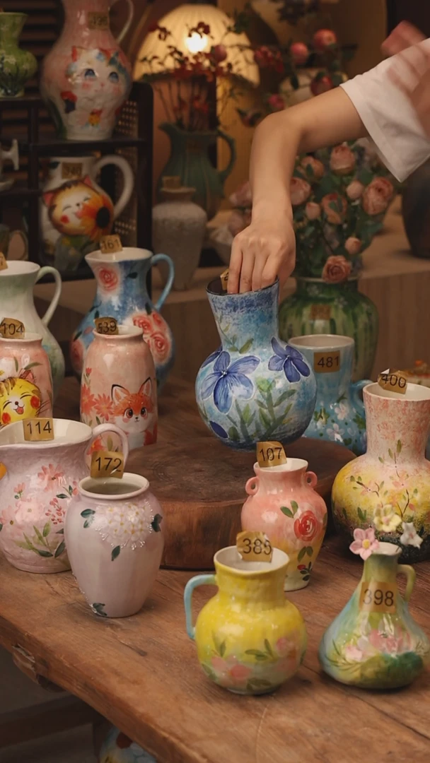 陶瓷景德镇设计师手作花器摆件侘寂风431