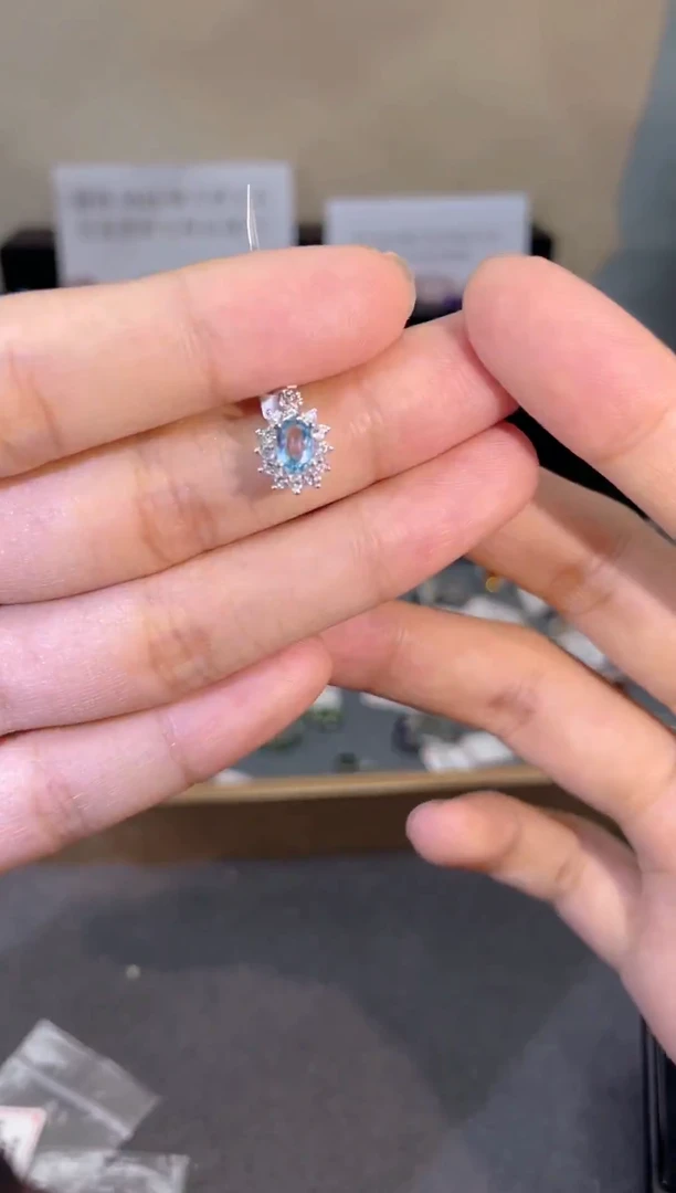 吊坠(不含链)银S925镶嵌托帕石天然宝石