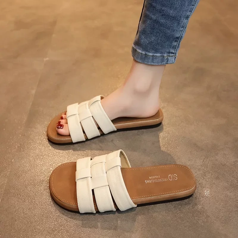 网红夏季新款仙女风配裙子平底拖鞋8163或A8163