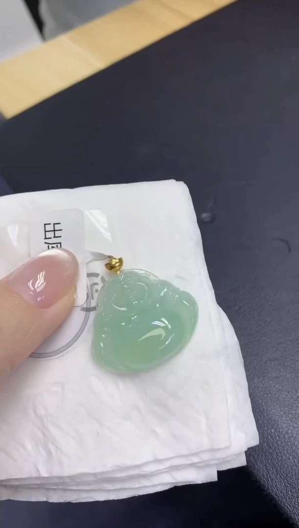 颈饰18K金镶嵌翡翠天然缅甸翡翠A货百元以上9元证书费自理