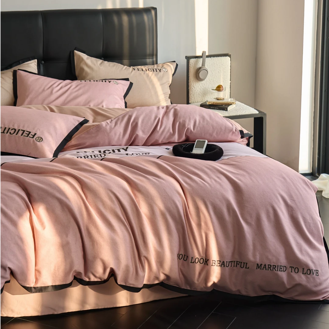 POCKET PIG/布袋猪【弗伦斯粉】高支高密长绒棉绣花款套件#助眠好物