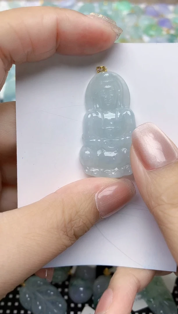 翡翠18K金镶嵌颈饰天然缅甸A货翡翠