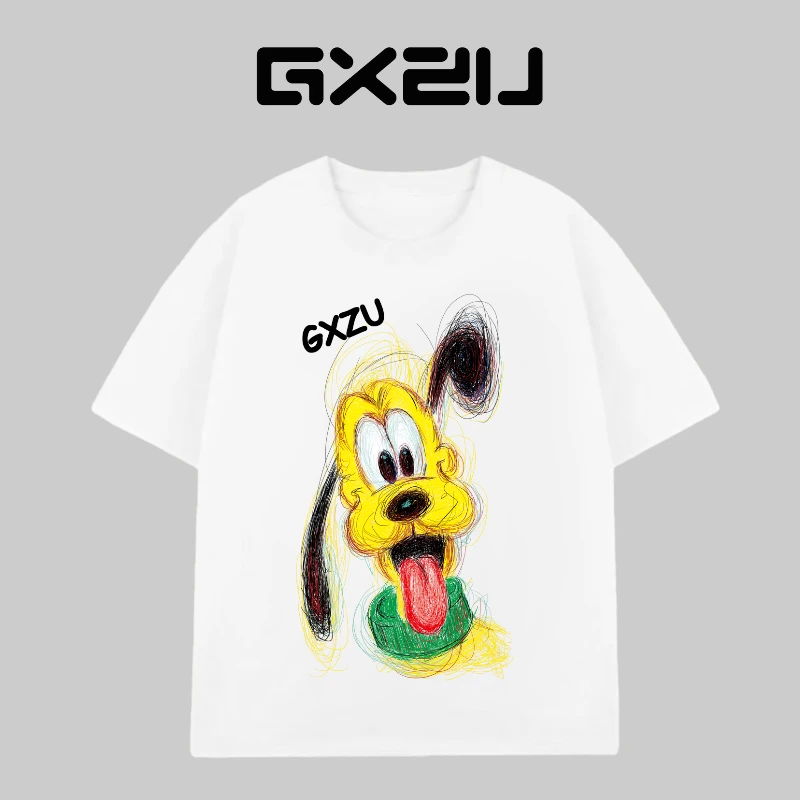 【布鲁布鲁】男女款260g高克重纯棉打底衫T恤印花半袖潮流情侣短袖