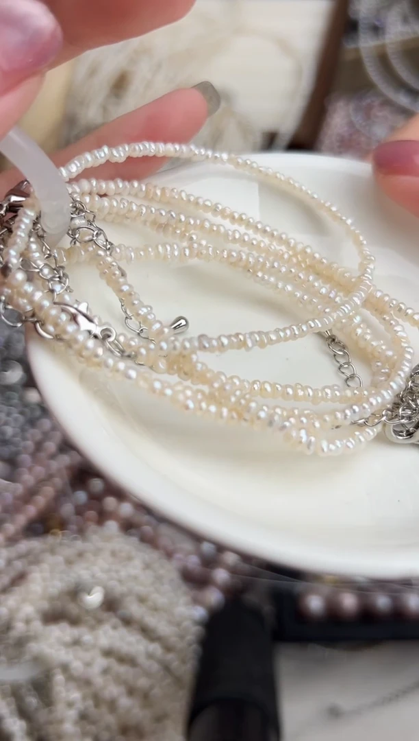 未镶嵌福利淡水珍珠无核*强光珍珠手链3/4mm多样性发一