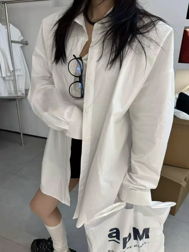 （東Room2025）春季新款纯色衬衫光版长袖衬衫休闲宽松版型