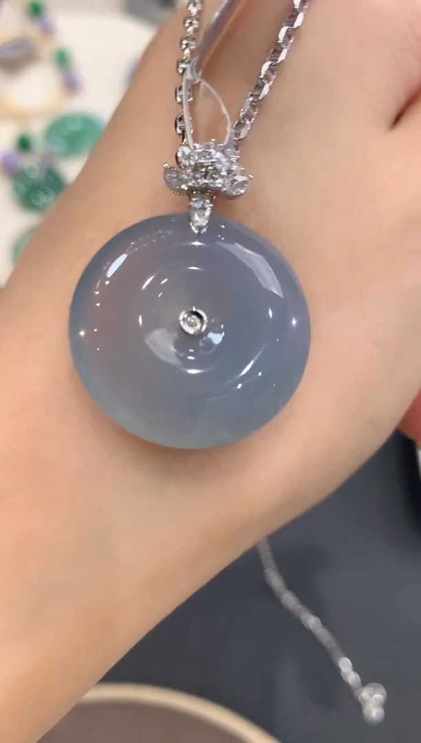 吊坠(不含链)18K金镶嵌翡翠a74   紫货有色差